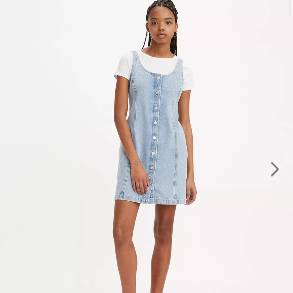 Levi's Blue and White Buttoned Scoop Neck Sundress